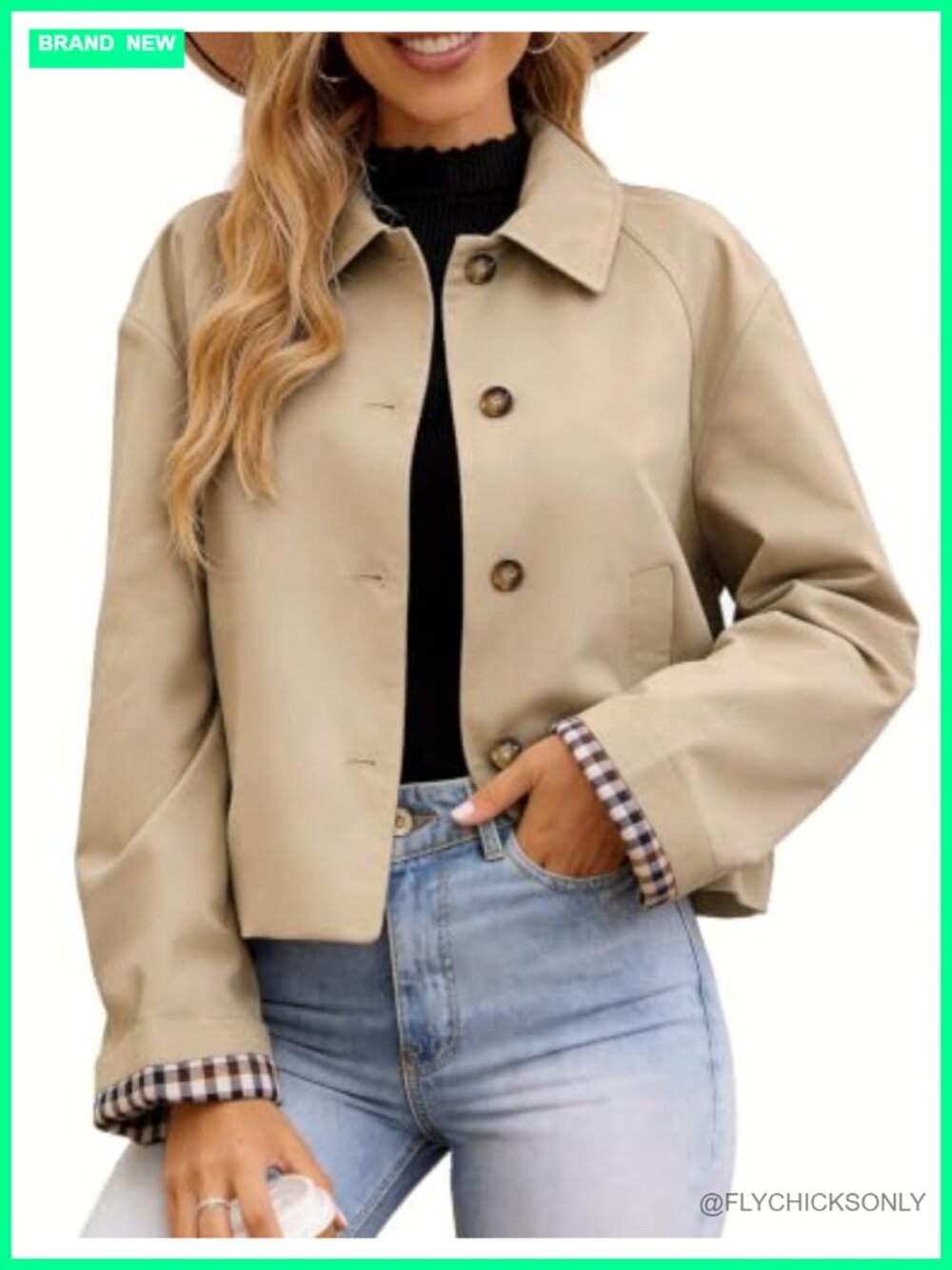 Cropped Trench Coat Lightweight Short Casual Jacket Outwear
